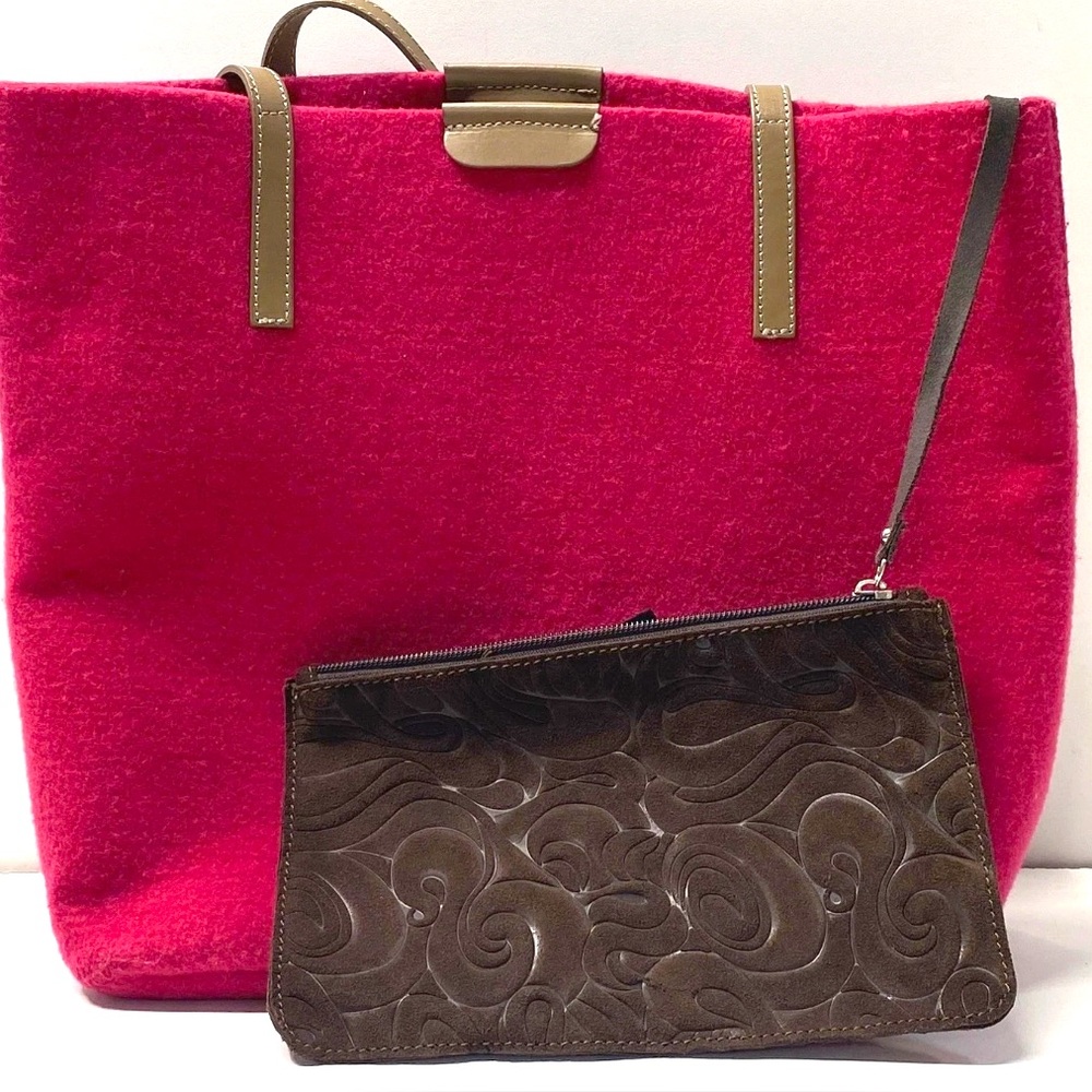 Gianni Notaro Felt and Leather Tote Purse